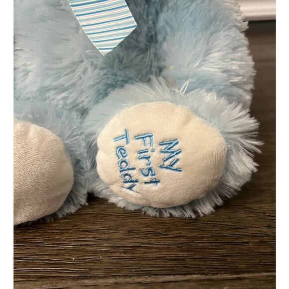 TY Pluffies My First Teddy Sweet Baby Blue Bear Plush With Swing Tag - Picture 4 of 7